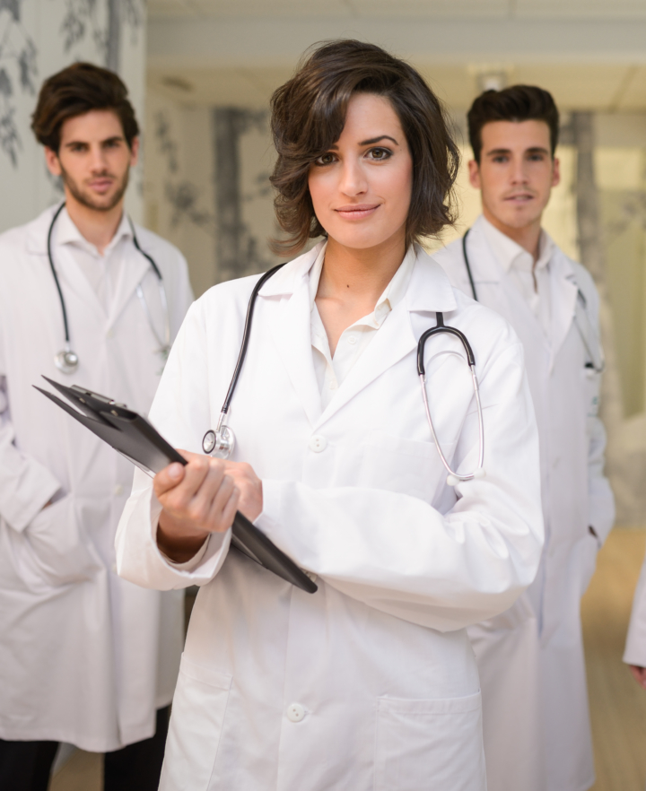 Portrait of group of medical workers in hospital